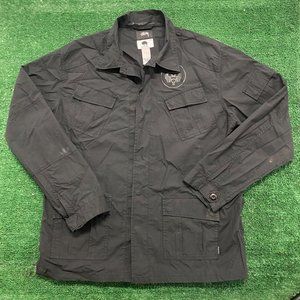 Stussy Ready and Forward Button Up Field Jacket Black Skater Punk Streetwear L